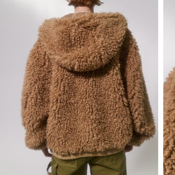 UO Casey sherpa hooded zip up oversized jacket - Picture 3 of 6